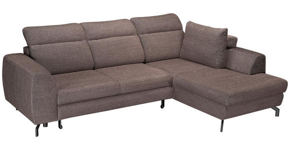 ECKSOFA Dunkelbraun Chenille  - Dunkelbraun/Schwarz, KONVENTIONELL, Textil/Metall (240/185cm) - Carryhome
