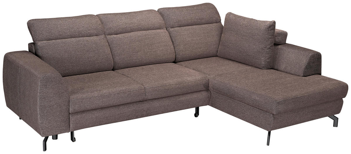 ECKSOFA Dunkelbraun Chenille  - Dunkelbraun/Schwarz, KONVENTIONELL, Textil/Metall (240/185cm) - Carryhome