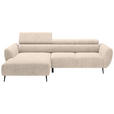 ECKSOFA  in Cord Taupe  174/277 cm  - Taupe/Schwarz, KONVENTIONELL, Textil/Metall (174/277cm) - Carryhome