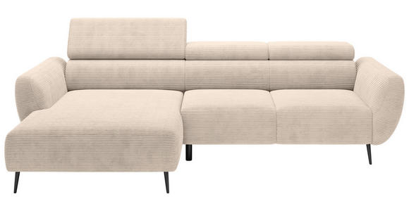 ECKSOFA  in Cord Taupe  174/277 cm  - Taupe/Schwarz, KONVENTIONELL, Textil/Metall (174/277cm) - Carryhome