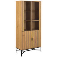 VITRINA, črna, divji hrast - črna/divji hrast, Design, kovina/steklo (80/180/40cm) - Livetastic
