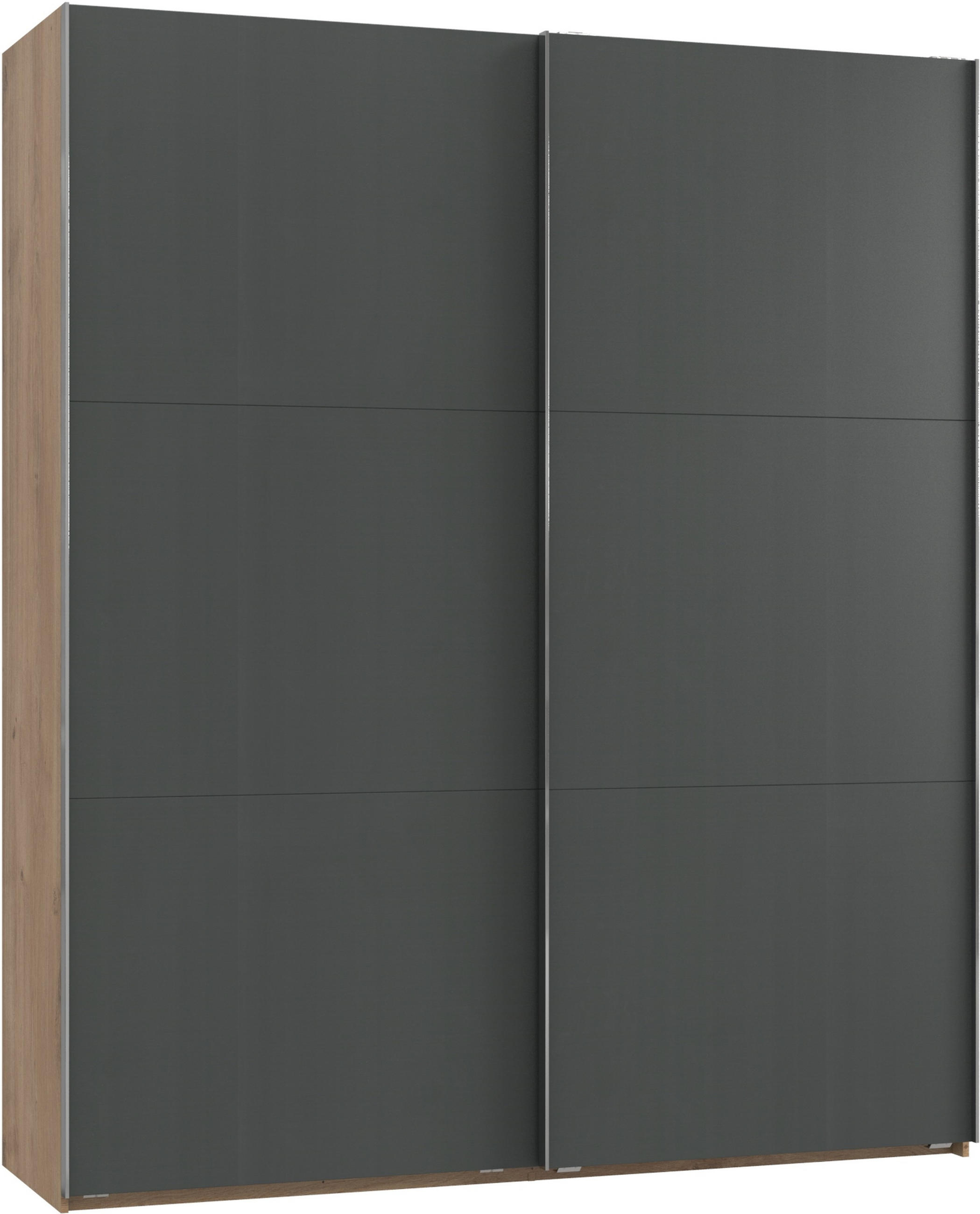 SCHWEBETÜRENSCHRANK 200/236/65 cm 2-türig Graphitfarben, Eichefarben  - Chromfarben/Eichefarben, MODERN, Holzwerkstoff (200/236/65cm) - MID.YOU