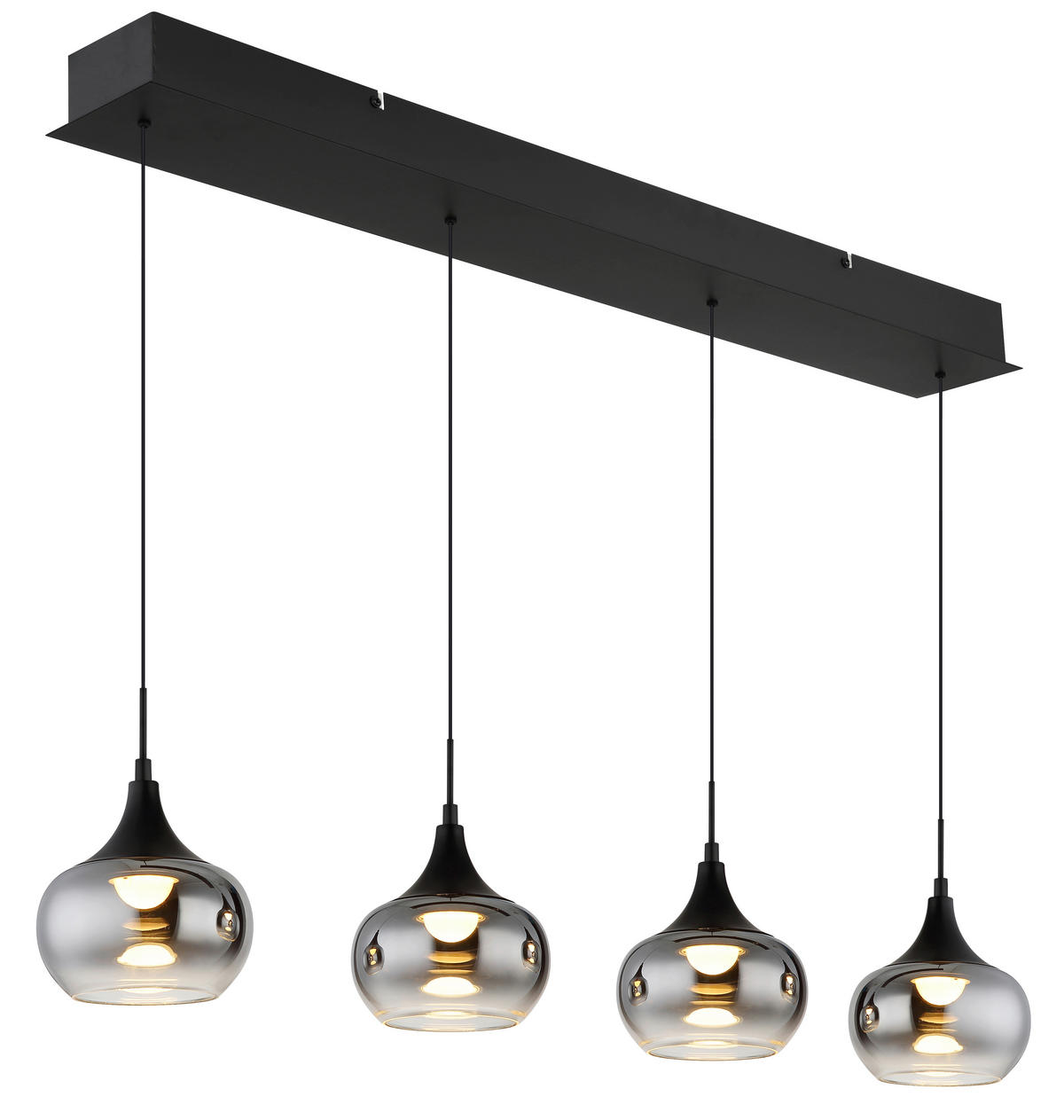 HÄNGELEUCHTE Lui 90/15/150 cm   - Klar/Schwarz, Design, Glas/Kunststoff (90/15/150cm) - Globo