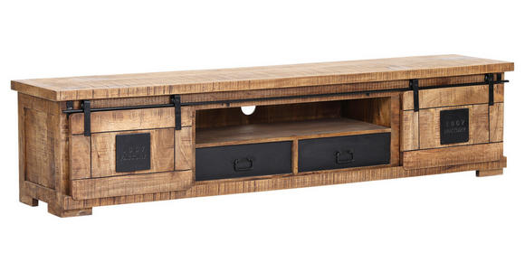 LOWBOARD in 220/50/45 cm - Schwarz/Naturfarben, KONVENTIONELL, Holz/Metall (220/50/45cm) - Landscape
