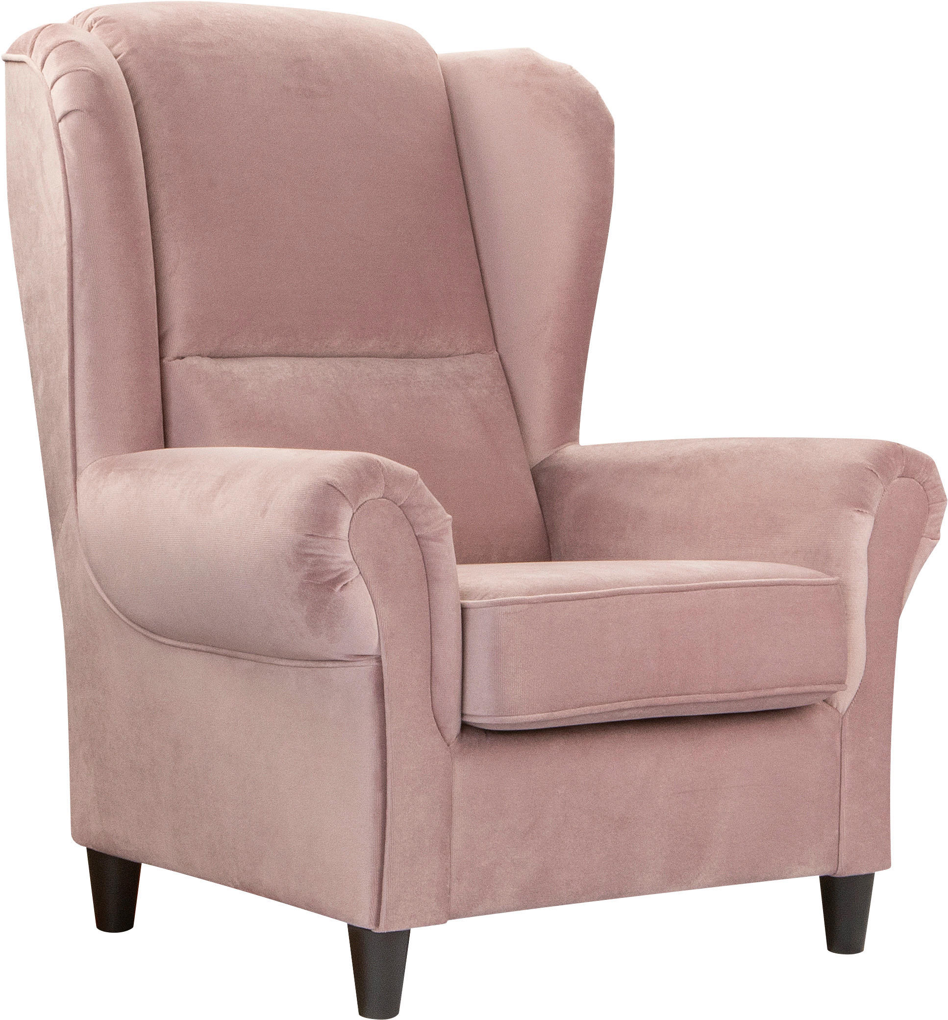 OHRENSESSEL Plüsch Rosa  - Schwarz/Rosa, Design, Holz/Textil (94/112/92cm) - MID.YOU