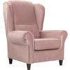 OHRENSESSEL Plüsch Rosa  - Schwarz/Rosa, Design, Holz/Textil (94/112/92cm) - MID.YOU