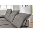 ECKSOFA in Echtleder Grau  - Schwarz/Grau, Design, Leder/Metall (193/328cm) - Dieter Knoll