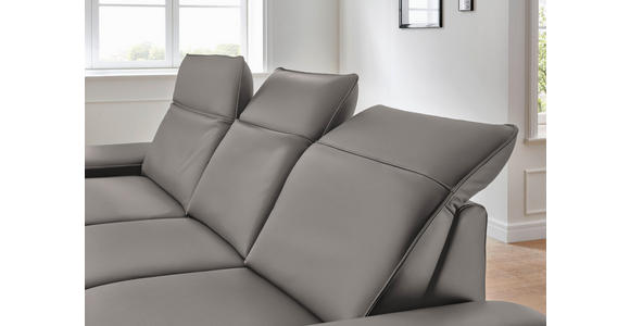 ECKSOFA in Echtleder Grau  - Schwarz/Grau, Design, Leder/Metall (193/328cm) - Dieter Knoll