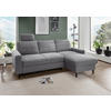 ECKSCHLAFSOFA in Chenille Dunkelgrau  - Dunkelgrau/Schwarz, Modern, Holz/Textil (234/147cm) - Livetastic