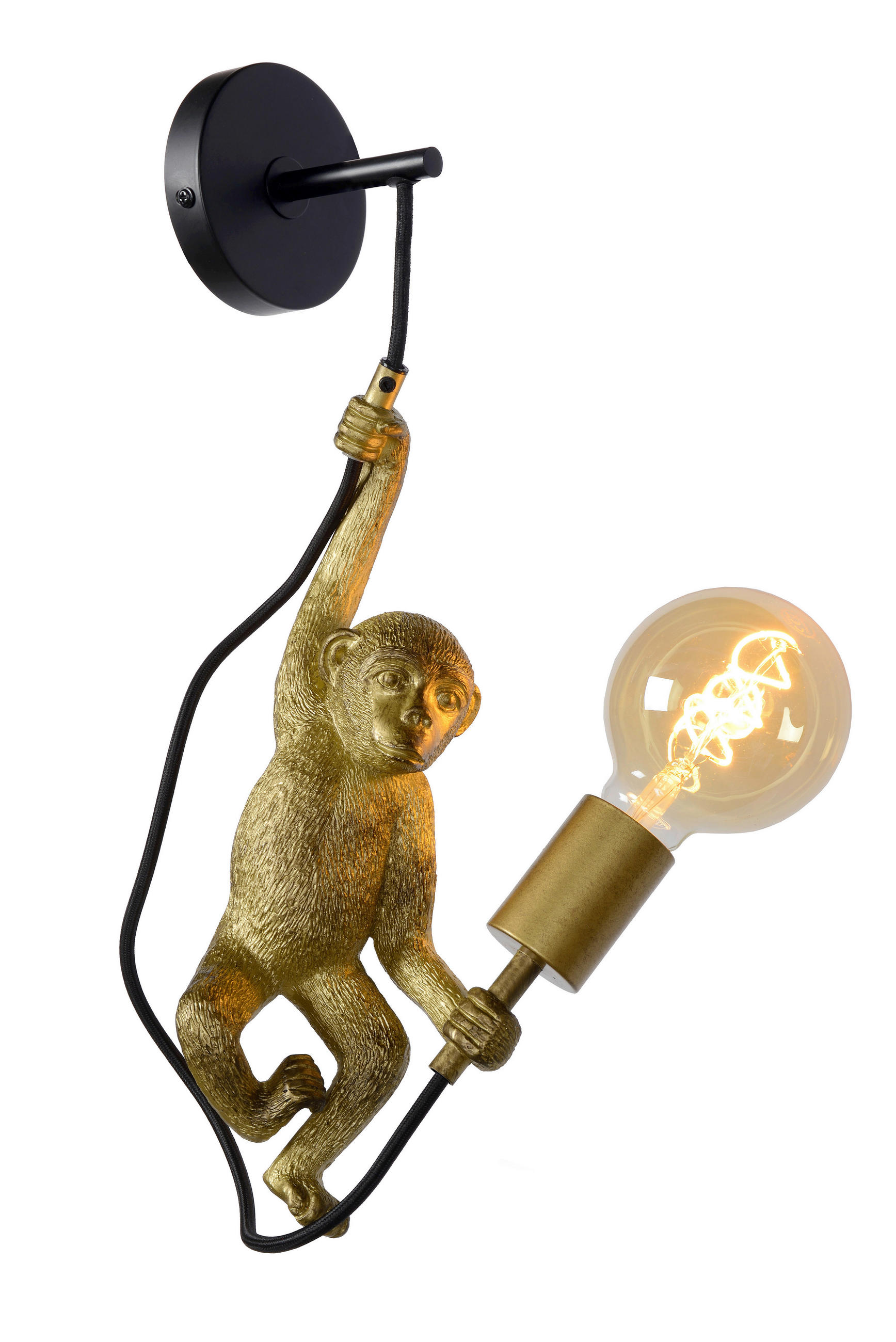 STENSKA SVETILKA  EXTRAVAGANZA CHIMP 60 W///230 V/E27 - zlate barve/črna, Trend, umetna masa/tekstil (17.6/14/48.5cm)