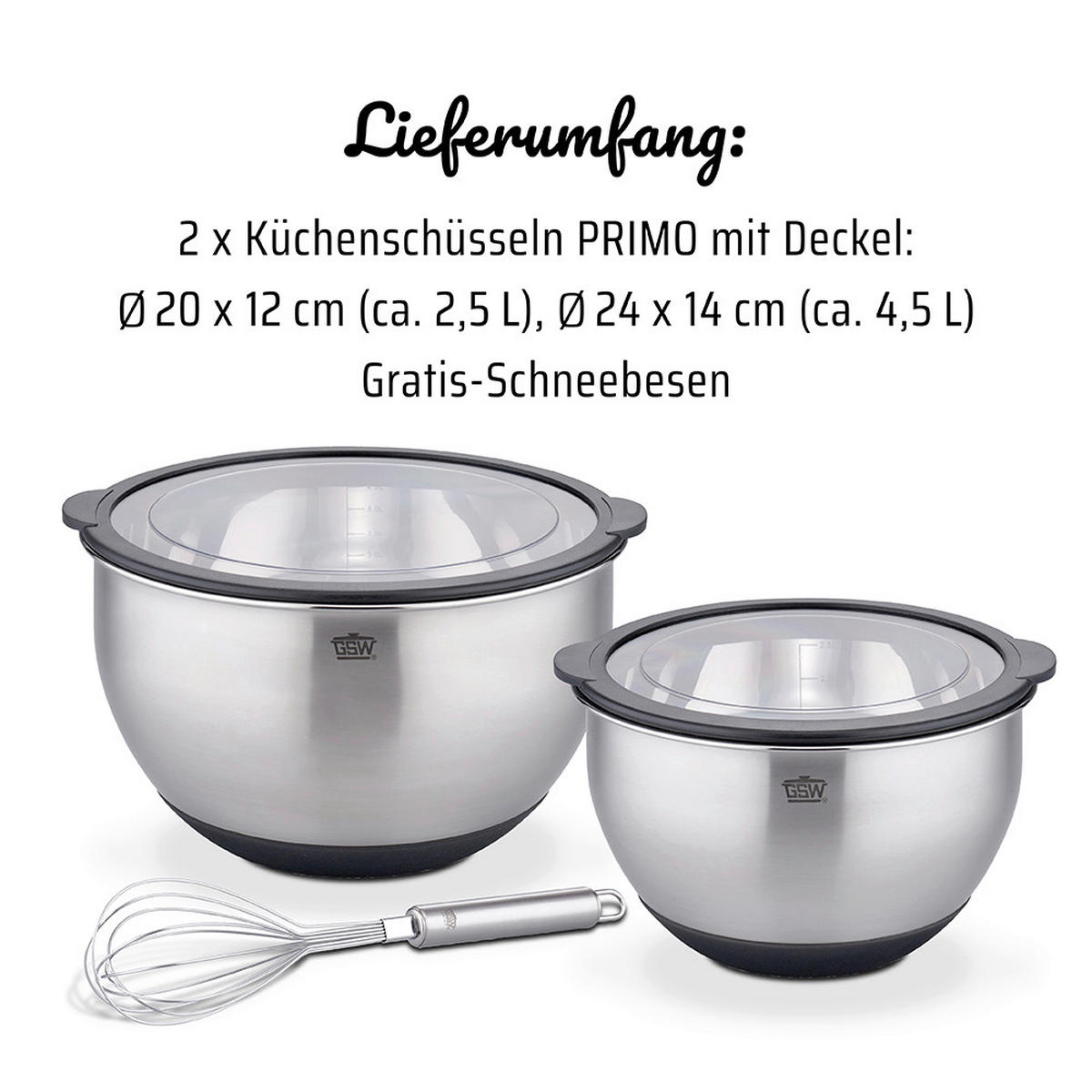 RÜHRSCHÜSSELSET - Edelstahlfarben, Basics, Metall - GSW