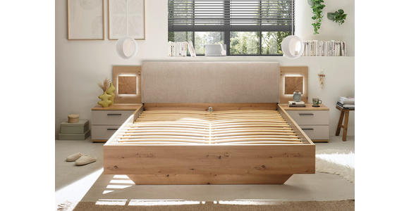 BETTANLAGE 180/200 cm  in Creme, Kaschmir, Eiche Artisan  - Kaschmir/Creme, KONVENTIONELL, Holzwerkstoff/Textil (180/200cm) - Xora