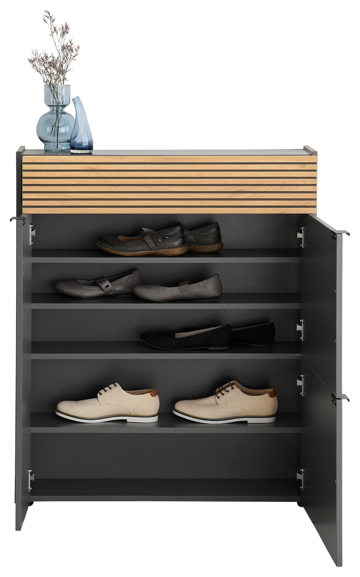 GARDEROBE 2-teilig  in 83/200/22 cm  - Eichefarben/Graphitfarben, Design, Glas/Holzwerkstoff (83/200/22cm) - Voleo