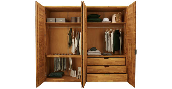 DREHTÜRENSCHRANK in Eichefarben - Eichefarben/Anthrazit, Natur, Holz/Metall (240/216/60cm) - Valnatura