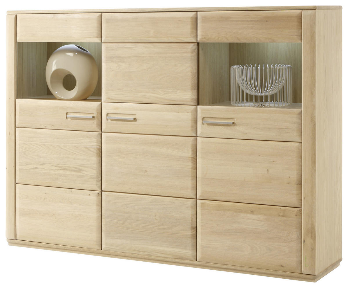 HIGHBOARD  in 179/131/38 cm  - Eichefarben, Design, Glas/Holz (179/131/38cm) - Livetastic