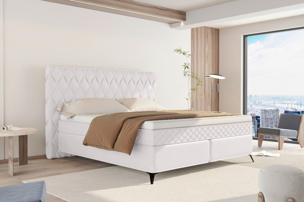 BOXSPRINGBETT 160/200 cm  in Greige  - Greige/Schwarz, Konventionell, Textil/Metall (160/200cm) - Carryhome