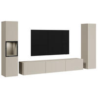 WOHNWAND Berlin 3-teilig  in Kaschmir  240/130/31 cm LED-Leuchtmittel   - Kaschmir/Grau, Design, Glas/Holzwerkstoff (240/130/31cm) - P & B