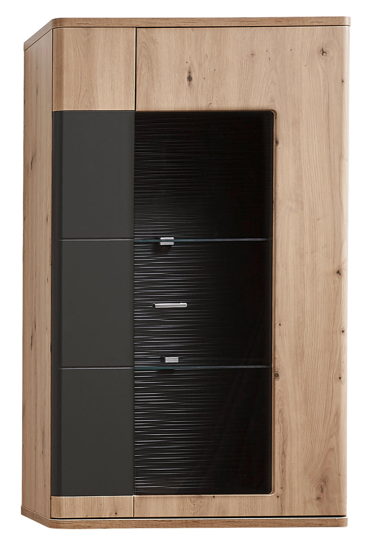 HÄNGEVITRINE in Graphitfarben, Eichefarben   - Eichefarben/Silberfarben, KONVENTIONELL, Glas/Holzwerkstoff (70/120/38cm) - Xora