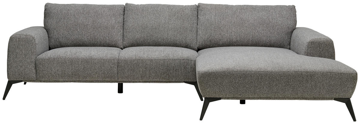 ECKSOFA Grau Webstoff  - Schwarz/Grau, Design, Textil/Metall (298/187cm) - Stylife