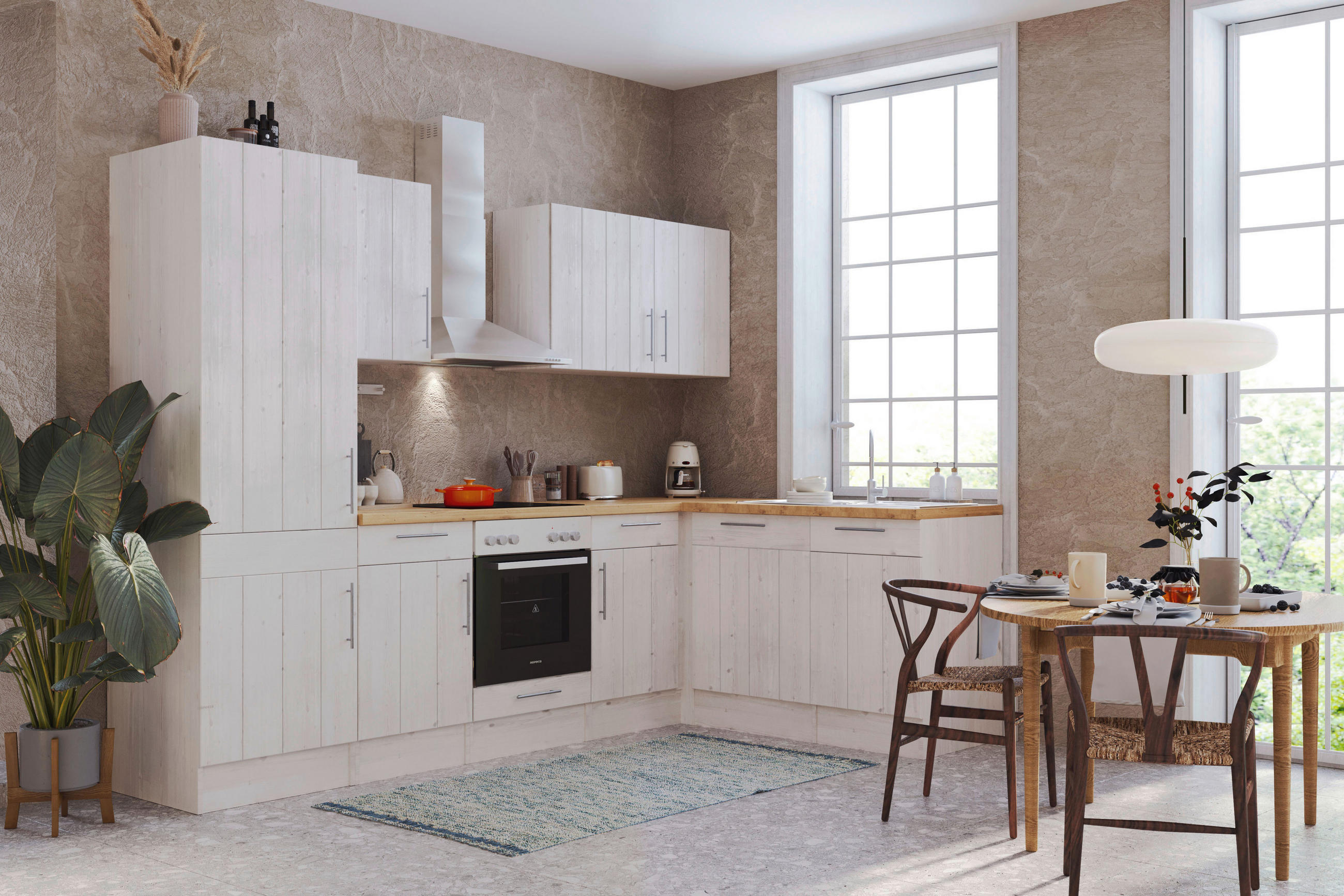 ECKKÜCHE 280/172 cm  in Weiß  - Eichefarben/Weiß, ROMANTIK / LANDHAUS, Holzwerkstoff/Metall (280/172cm) - Respekta