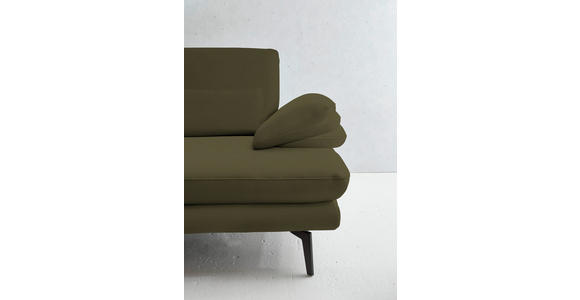 3-SITZER-SOFA in Leder Olivgrün - Schwarz/Olivgrün, Design, Leder/Metall (222/86/104cm) - Dieter Knoll