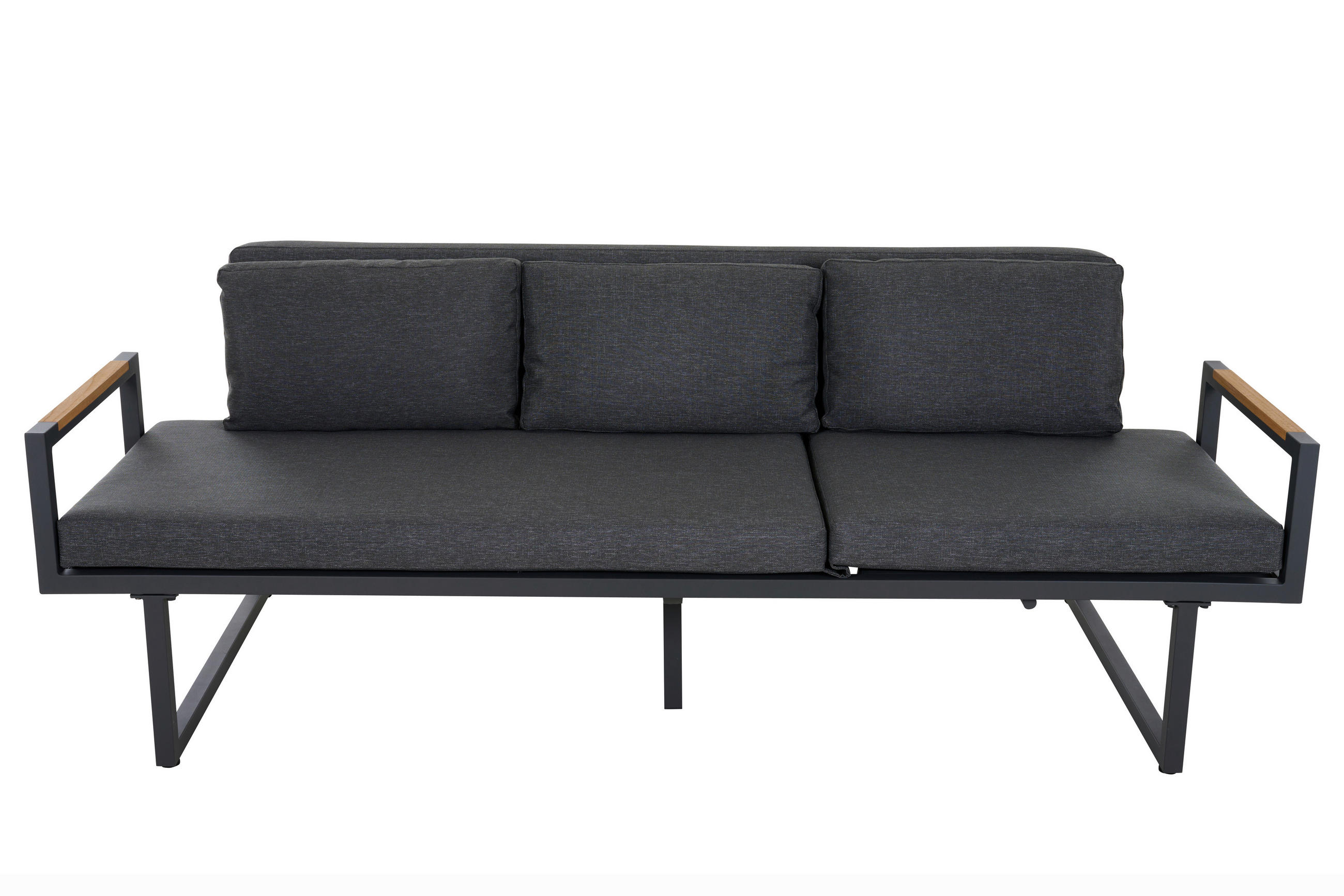 LOUNGESOFA 219/81/91 cm Teakholz Aluminium  - Anthrazit, Basics, Holz/Textil (219/81/91cm) - Siena Garden