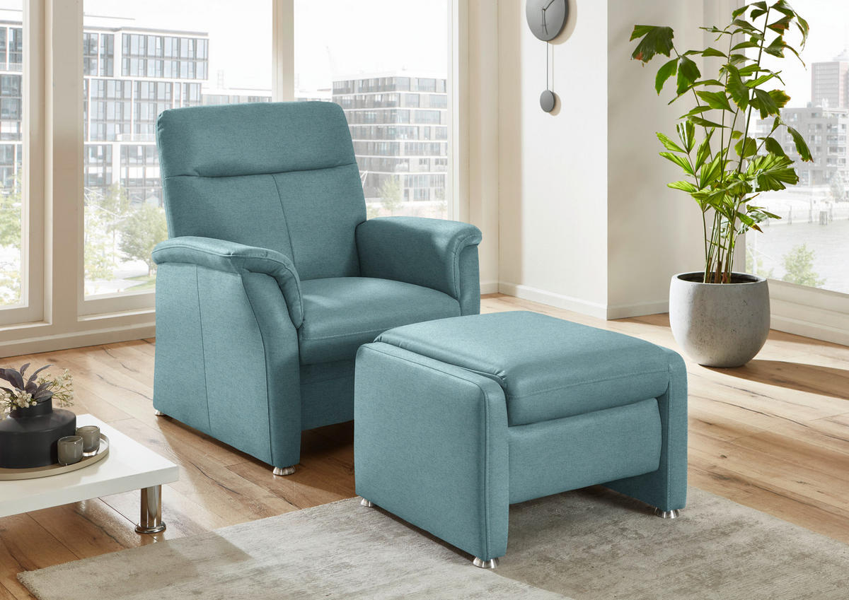 SESSEL Flachgewebe Hellblau  - Alufarben/Hellblau, Konventionell, Textil/Metall (90/100/89cm) - Beldomo Comfort