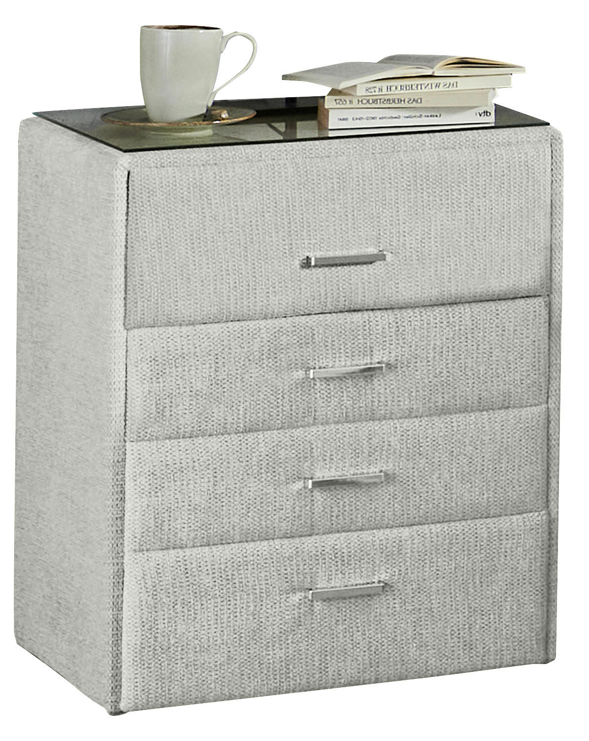 NACHTSCHRANK 50/60/43 cm  - Chromfarben/Ecru, KONVENTIONELL, Glas/Kunststoff (50/60/43cm) - Beldomo - Sleep