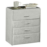 NACHTSCHRANK 50/60/43 cm  - Chromfarben/Ecru, KONVENTIONELL, Glas/Kunststoff (50/60/43cm) - Beldomo - Sleep