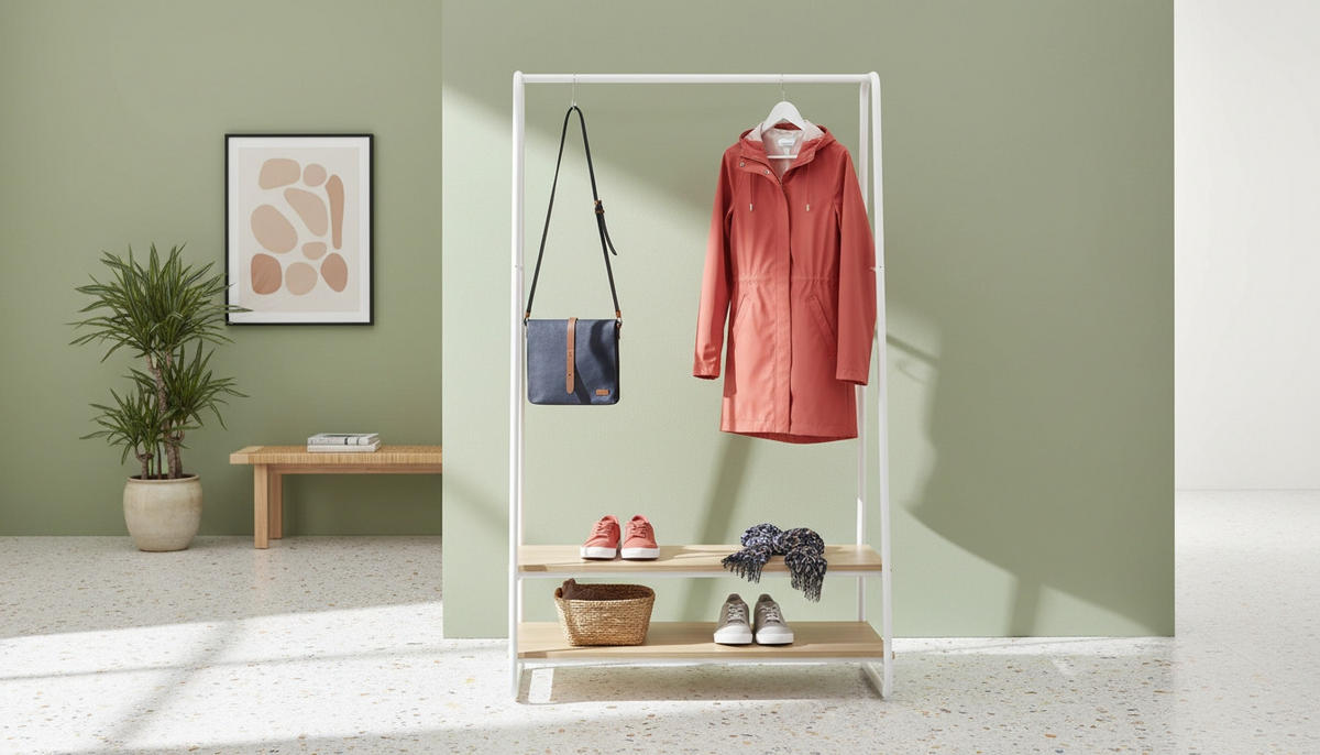 GARDEROBENSTÄNDER in Naturfarben, Weiß 100/160/45 cm   - Naturfarben/Weiß, Basics, Holzwerkstoff/Metall (100/160/45cm) - Xora