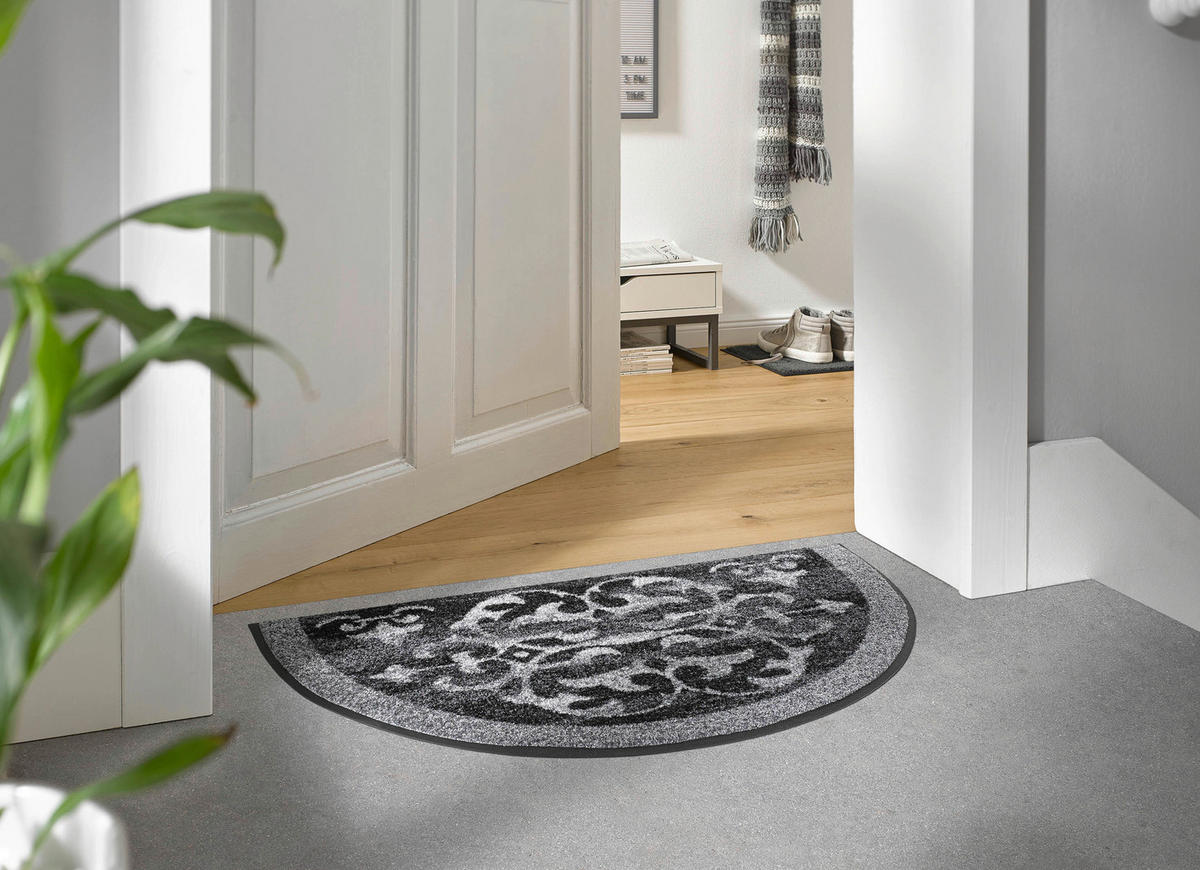 FUßMATTE 50/85 cm Round Ornai  - Grau, KONVENTIONELL, Kunststoff/Textil (50/85cm) - wash+dry