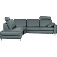 ECKSOFA in Echtleder Blau, Grau  - Chromfarben/Blau, KONVENTIONELL, Leder/Metall (245/272cm) - Valdera