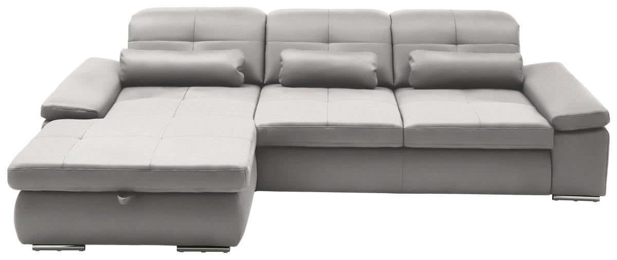ECKSOFA Flachgewebe Creme  - Chromfarben/Creme, Design, Textil (195/309cm) - Beldomo Style