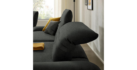 ECKSOFA  in Teddystoff Anthrazit  280/170-195 cm  - Anthrazit/Schwarz, Design, Textil/Metall (280/170-195cm) - Dieter Knoll