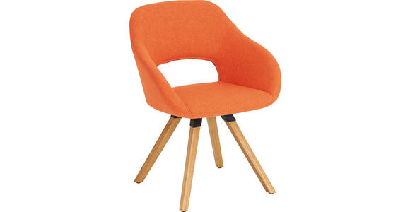 STUHL Wildeiche massiv Eichefarben, Orange - Eichefarben/Orange, Natur, Holz/Textil (62/80/60cm) - Valnatura