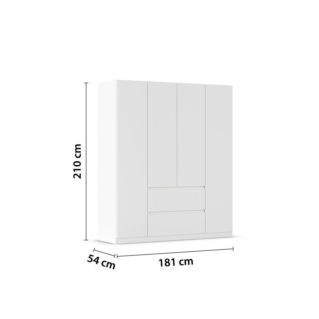 Thumbnail - Rauch Möbel Drehtürenschrank, Weiß, Holzwerkstoff, 3 Fächer, 2 Schubladen, 181x210x54 cm, Blauer Engel, Goldenes M, Made...