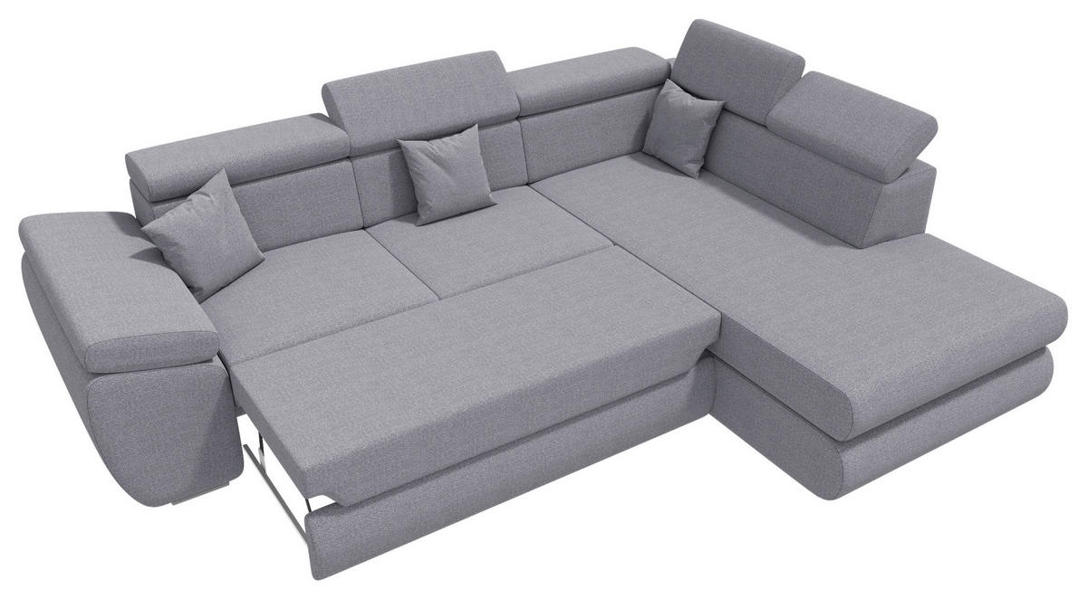 ECKSOFA Dunkelgrau Struktur  - Chromfarben/Dunkelgrau, KONVENTIONELL, Kunststoff/Textil (282/205cm) - Carryhome