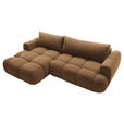 ECKSOFA Dunkelbraun Struktur Rückenkissen, Bettkasten, Schlaffunktion, Rücken echt, Liegefläche im Originalstoff  - Dunkelbraun/Schwarz, KONVENTIONELL, Kunststoff/Textil (172/272cm) - Carryhome