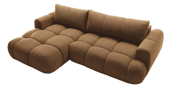 ECKSOFA Dunkelbraun Struktur Rückenkissen, Bettkasten, Schlaffunktion, Rücken echt, Liegefläche im Originalstoff  - Dunkelbraun/Schwarz, KONVENTIONELL, Kunststoff/Textil (172/272cm) - Carryhome