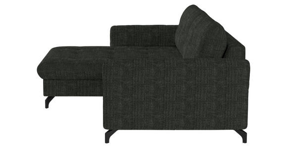 ECKSOFA in Flachgewebe, Leinenoptik Dunkelgrün  - Dunkelgrün/Schwarz, Design, Textil/Metall (170/242cm) - Xora