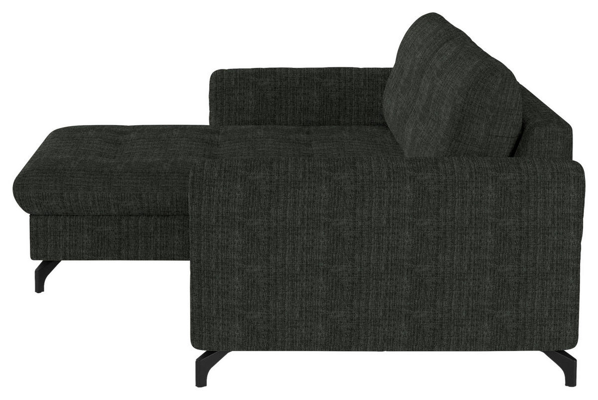 ECKSOFA in Flachgewebe, Leinenoptik Dunkelgrün  - Dunkelgrün/Schwarz, Design, Textil/Metall (170/242cm) - Xora