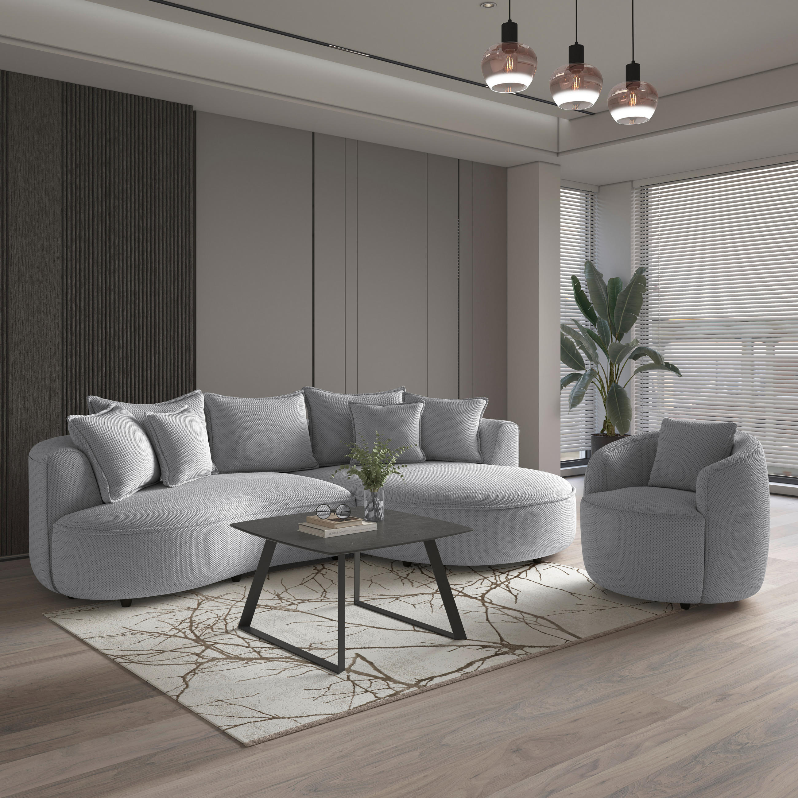 SESSEL in Velours, Struktur Hellgrau  - Hellgrau/Schwarz, Modern, Kunststoff/Textil (81/74/81cm) - Livetastic