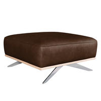 HOCKER in Leder Dunkelbraun  - Chromfarben/Dunkelbraun, Design, Leder/Metall (95/46/80cm) - Livetastic