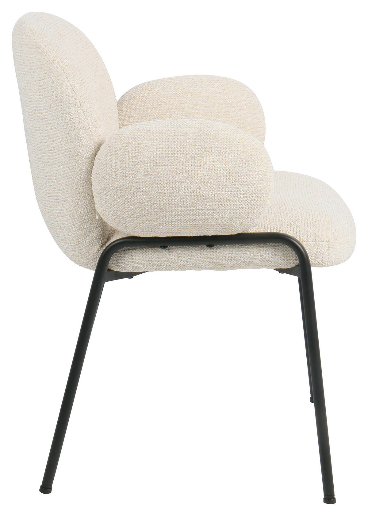 ARMLEHNSTUHL  in Eisen Leinenoptik  - Beige/Schwarz, MODERN, Textil/Metall (60/81/61cm) - MID.YOU