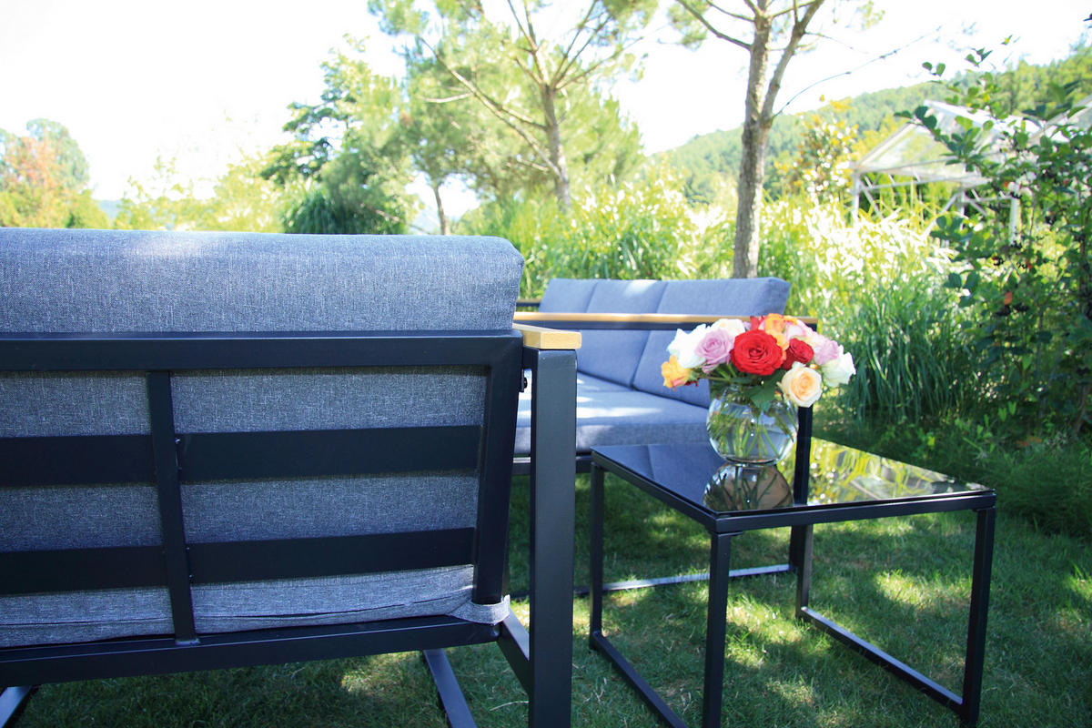 LOUNGEGARNITUR   Stahl  - Anthrazit, Basics, Textil/Metall - Acamp