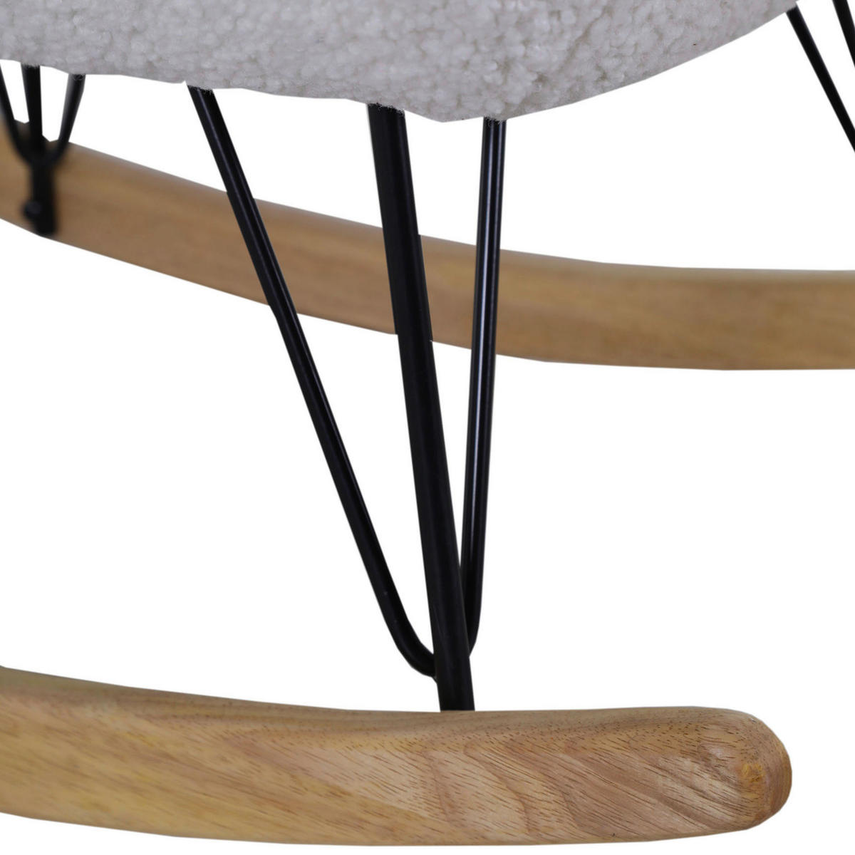 SCHAUKELSTUHL in Teddystoff Weiß  - Eichefarben/Schwarz, Design, Holz/Textil (75/88/105cm) - MID.YOU