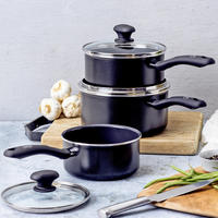 KOCHTOPFSET Savory 3-teilig  - Schwarz, Basics, Glas/Metall - GreenChef