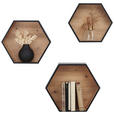 WANDREGALSET 30-37/26-32/9-12 cm  - Schwarz/Eiche Artisan, Basics, Holzwerkstoff (30-37/26-32/9-12cm) - Xora
