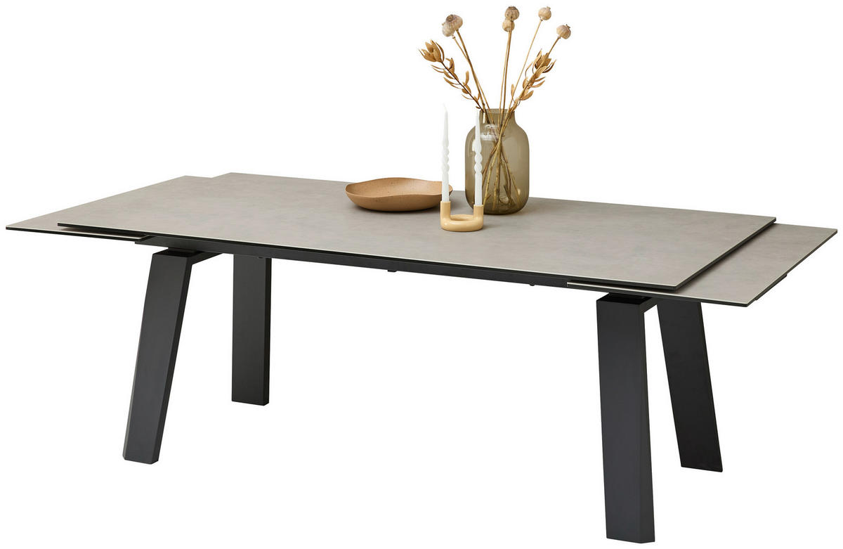 ESSTISCH in Metall, Glas, Keramik 200-300/100/76 cm  - Schwarz/Grau, Modern, Glas/Keramik (200-300/100/76cm) - Livetastic