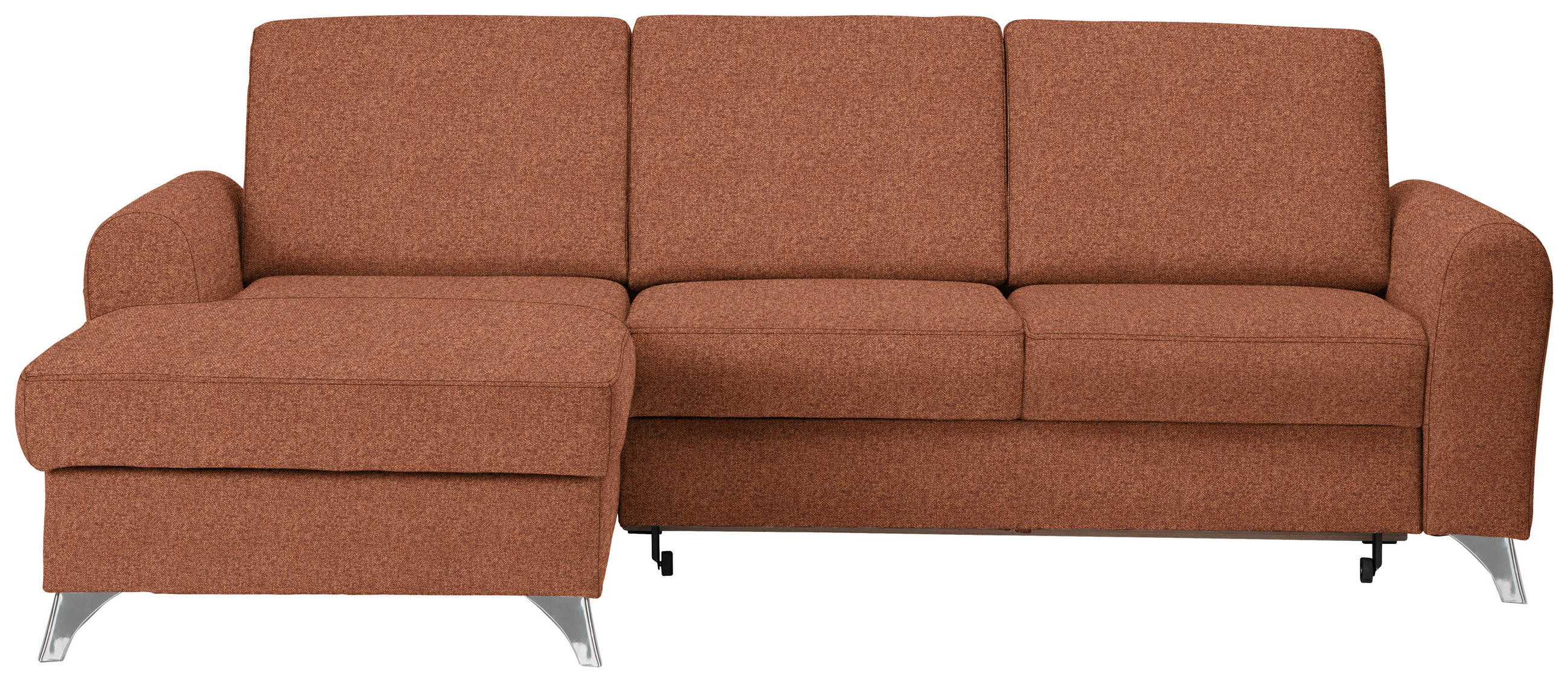 ECKSOFA Orange, Rostfarben Flachgewebe  - Rostfarben/Silberfarben, Design, Textil/Metall (167/244cm) - Cantus